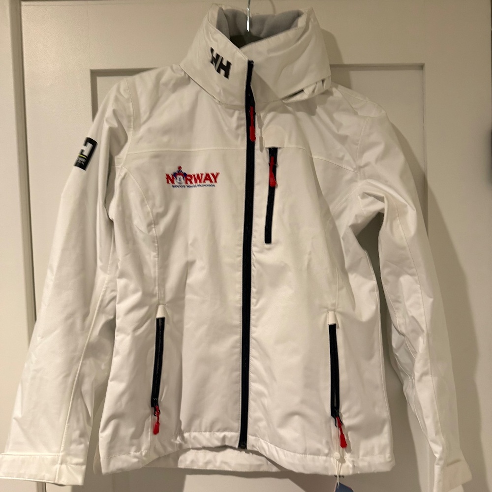 NWT Helly Hansen White Sailing/Rain/Windbreaker Jacket Disney World Epcot Norway